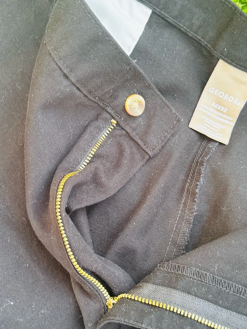 George Men's 46x32 Black Chino Pants Straight Fit